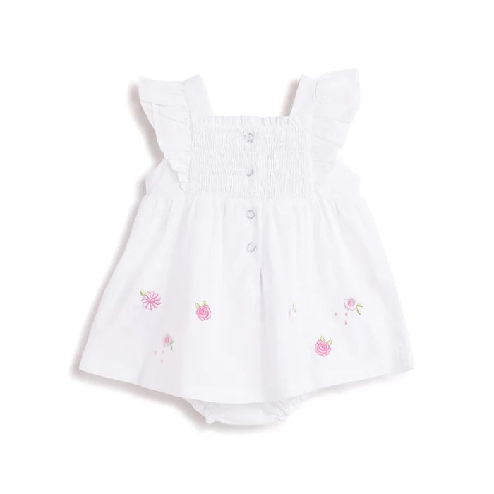 Girls White Printed Dress