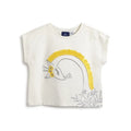 Girls White Self Design T-shirt