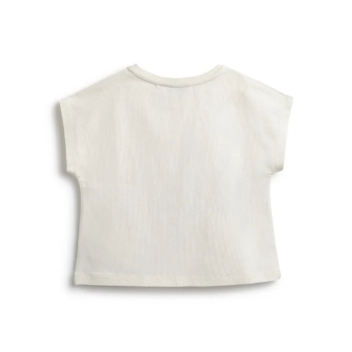 Girls White Self Design T-shirt