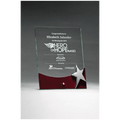 Freestanding Glass Award w/Rosewood Accent and Silver Star