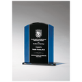 Clear Glass w/Blue/Black Background Upright and Black Base