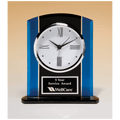 Black & Blue Glass Clock, Silver Bezel, Three Hand Movement