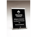 Clear Glass Plaque w/Painted Black Background, Silver Post