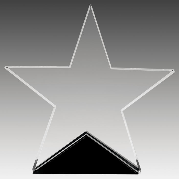 5.75" x 5.5" Clear Glass Star on Black Base