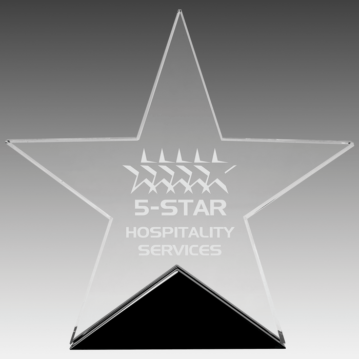 6.75" x 6.5" Clear Glass Star on Black Base