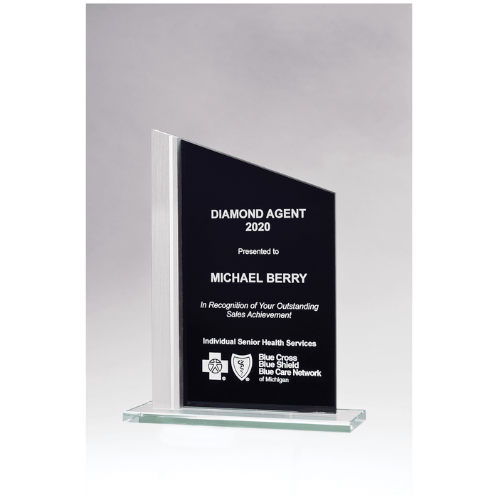 6.1" x 9.75" Black Glass with Brushed Aluminum