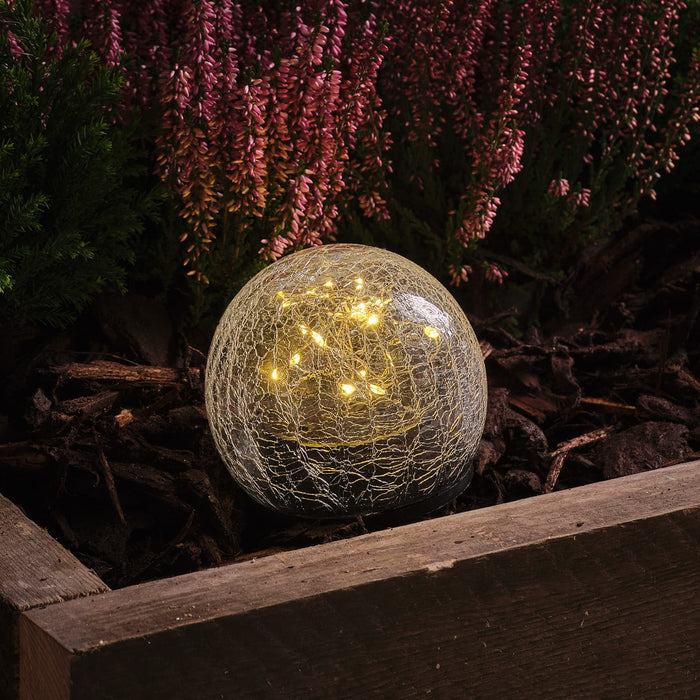 Globe Crackle Glass Solar Stake Light