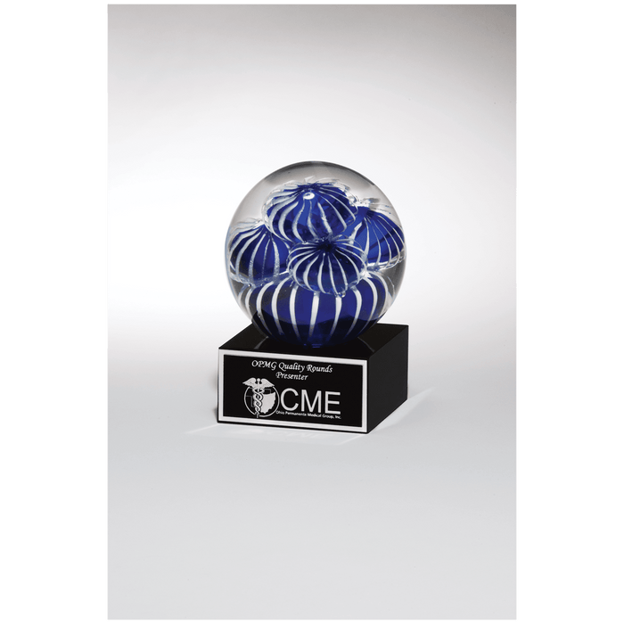 Globe w/ Blue & White Sea Anemone Design on Base - AGAR86