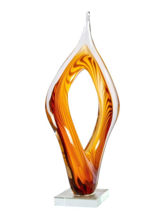 Golden Flame Handcrafted Art Glass Sculpture