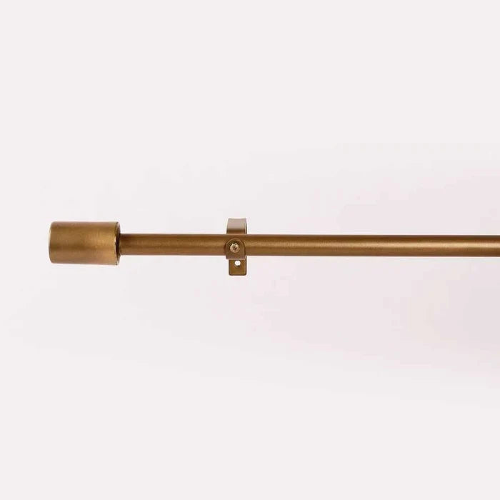 Golden Matte Finial Extendable Single Curtain Rod Gold 19MM (Hardware Included)