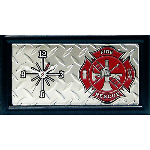 Good Tymes Fire Department Diamond Plate Clock | 7"x13"