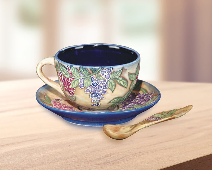 Grape Vine 2-Piece Hand Painted Porcelain Cup And Saucer Set
