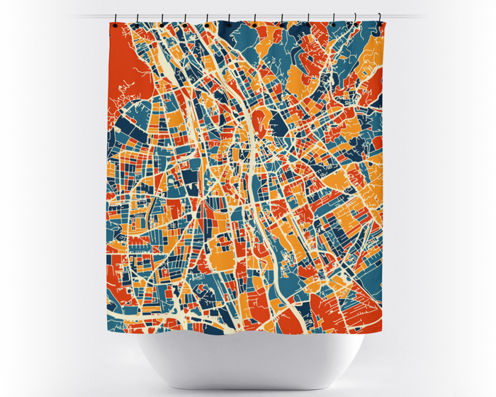 Graz Map Shower Curtain - austria Shower Curtain - Chroma Series