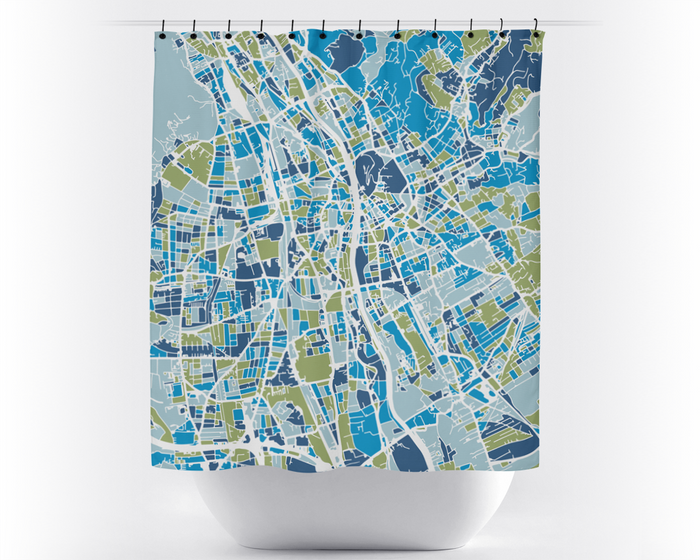 Graz Map Shower Curtain - austria Shower Curtain - Chroma Series