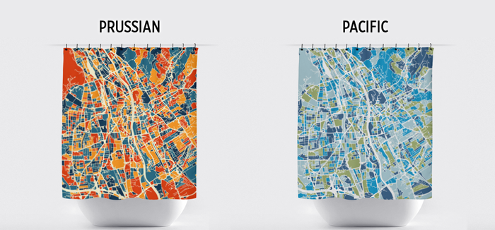 Graz Map Shower Curtain - austria Shower Curtain - Chroma Series