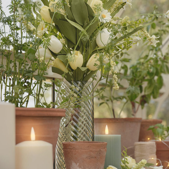 Green Textured Glass Vase
