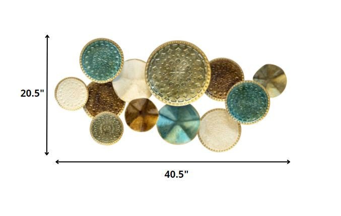Greens and Golds Textured Metal Multi Plates Wall Decor | 20.5"x40.5"