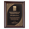 Hand Rubbed Cherry Finish Plaque w/Cascading Gold Design