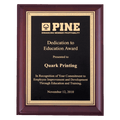 Hand Rubbed Cherry Finish Plaque with Gold Border Plate - PWC10