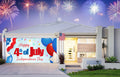 Happy 4th of July, Independence Day With Balloons Garage Door Cover Banner