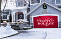 Happy holidays Greeting with snowflakes Garage Door Cover Banner Wrap