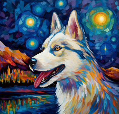 Happy Husky Starry Night
