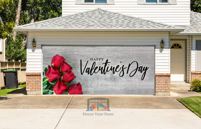 Happy Valentines Day Garage Door Cover Wrap Mural Home Decoration (Design #12)