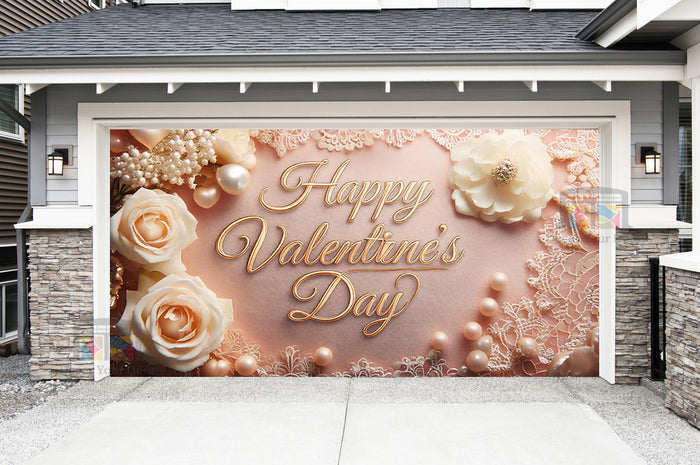 Happy Valentines Day Garage Door Cover Wrap Mural Home Decoration (Design #32)