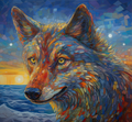 Happy Wolf and Waves