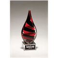 8" Black and Red Helix Teardrop on Clear Glass Base