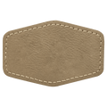 3" x 2" Hex Light Brown Leatherette Patch with Adhesive