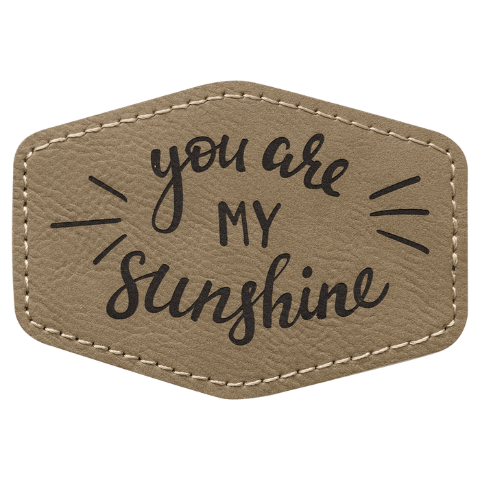 3.5" x 2.5" Hex Light Brown Leatherette Patch with Adhesive