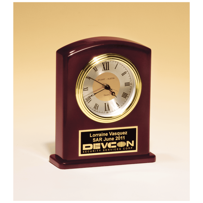 High Gloss Rosewood Finish Clock, w/Black Plate