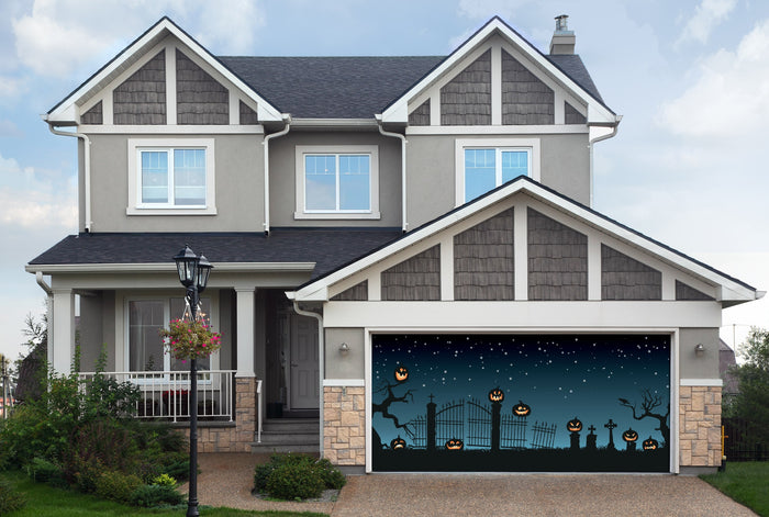 Holiday Halloween night sky background Door - Decor-Your-Door