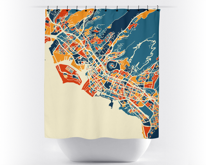 Honolulu Map Shower Curtain - usa Shower Curtain - Chroma Series