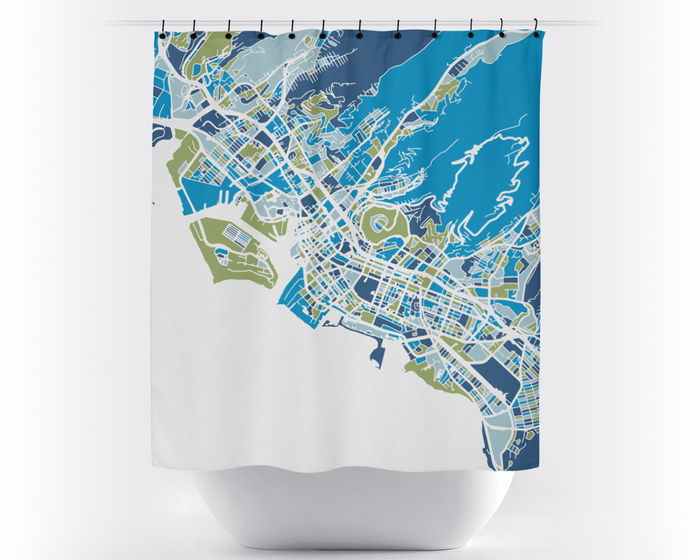 Honolulu Map Shower Curtain - usa Shower Curtain - Chroma Series
