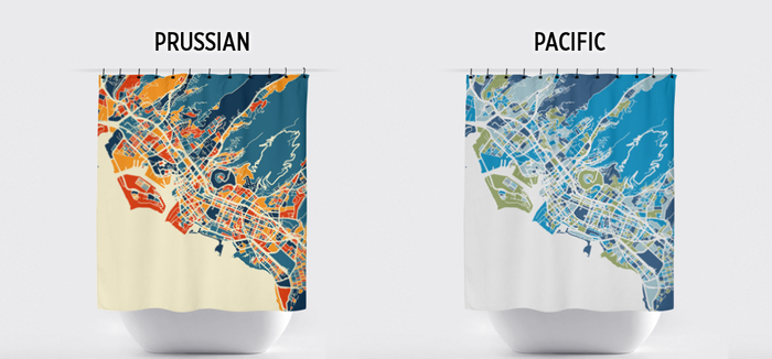 Honolulu Map Shower Curtain - usa Shower Curtain - Chroma Series