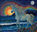 Horse With Rainbow Sunset and Moon