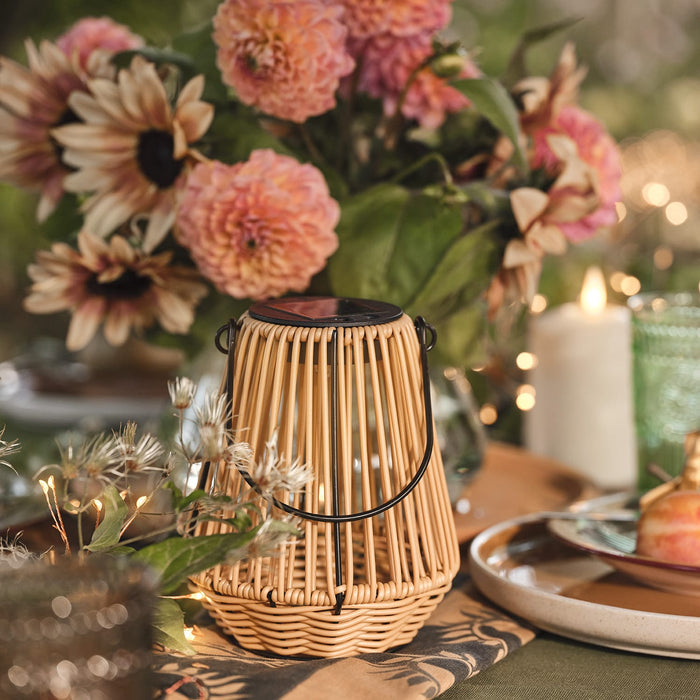 Hygge Wicker Style Solar Lantern