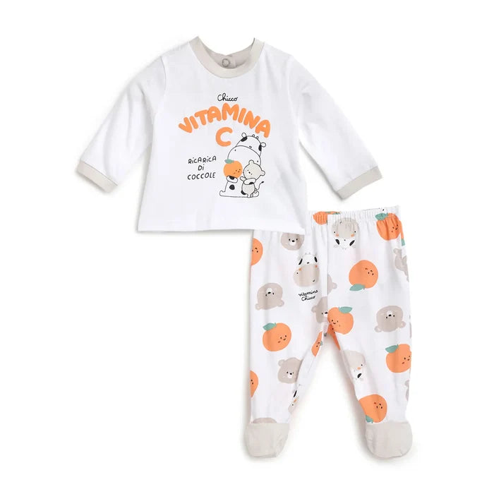 Infant White Printed T-shirt with Leggings