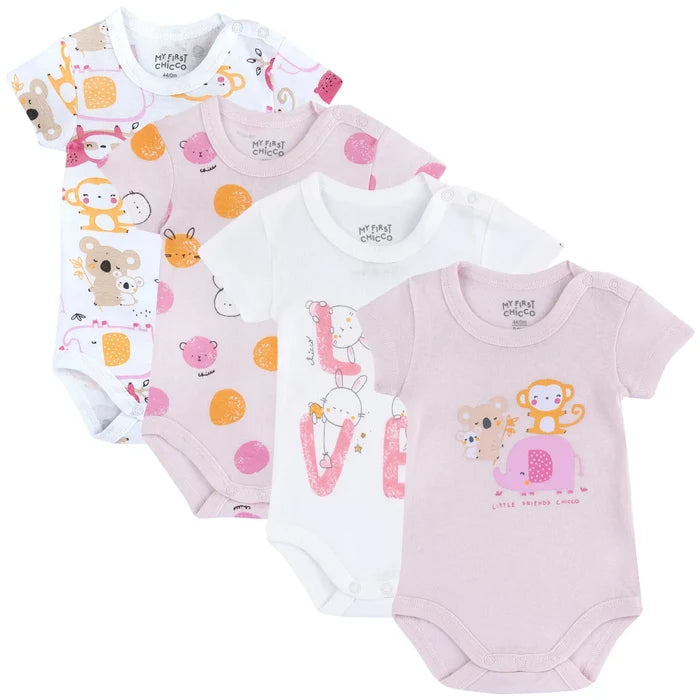 Infants Pack Of 4 Printed Bodysuits