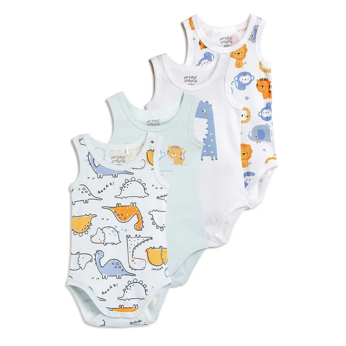 Infants Pack Of 4 Printed Cotton Bodysuits