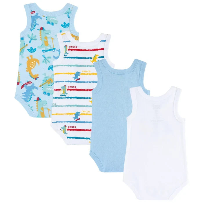 Infants Pack Of 4 Printed Cotton Bodysuits