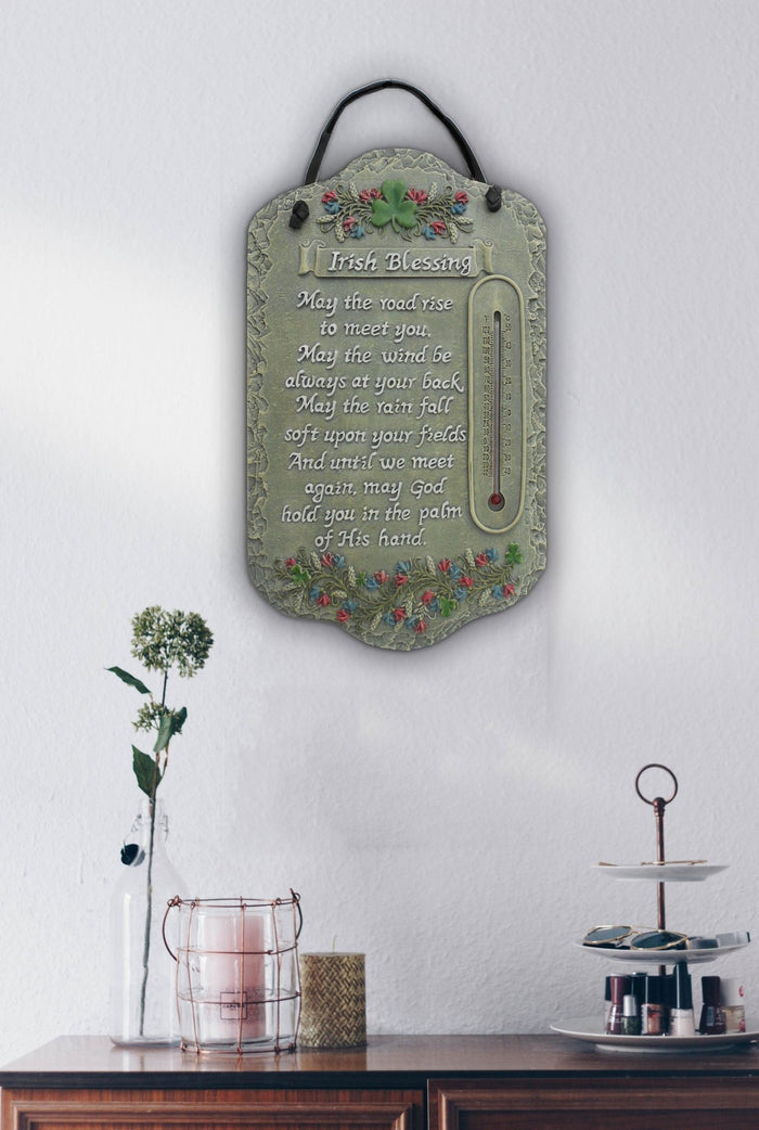 Irish Blessing Wall Decor w/Thermometer | 13"x8"
