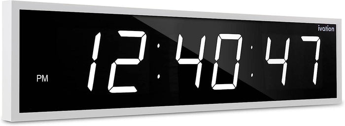 Ivation Large Digital LED Wall Clock | 8"x24" (3 Colors Available)