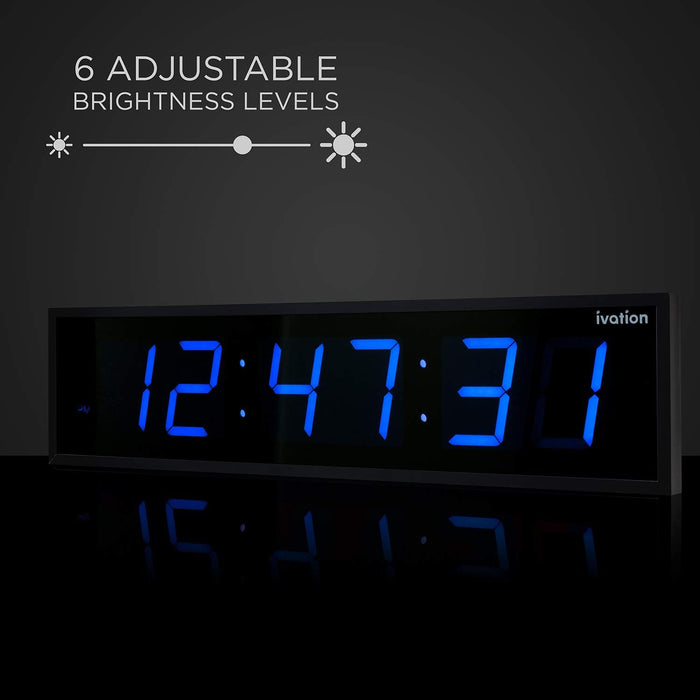 Ivation Large Digital LED Wall Clock | 8"x24" (3 Colors Available)