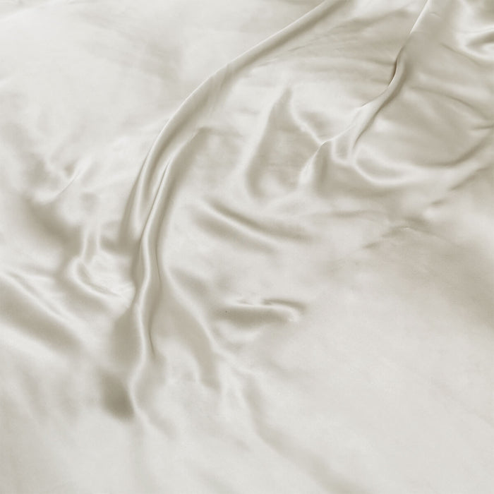 Ivory Pure Mulberry Silk Bedding & Bed Sheets styled in a bedroom 1 | Soak and Sleep