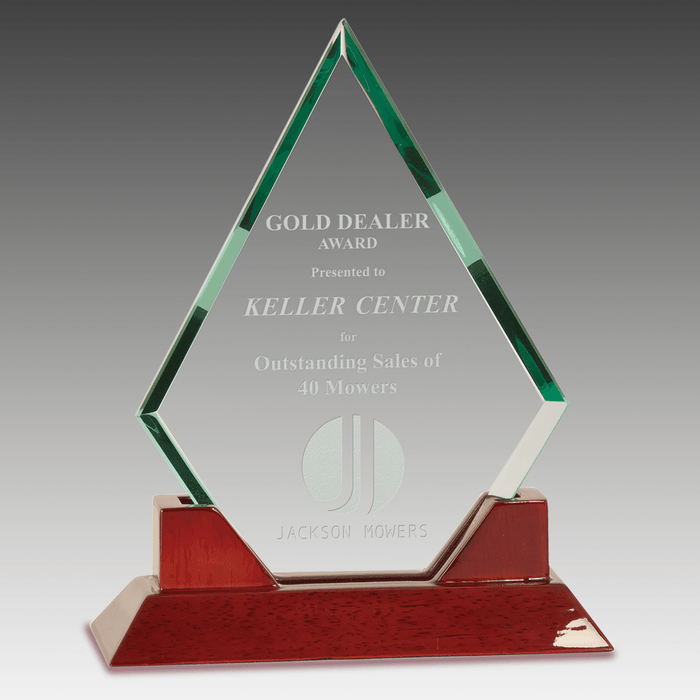 8.5" Jade Diamond Glass with Rosewood Piano Finish Base