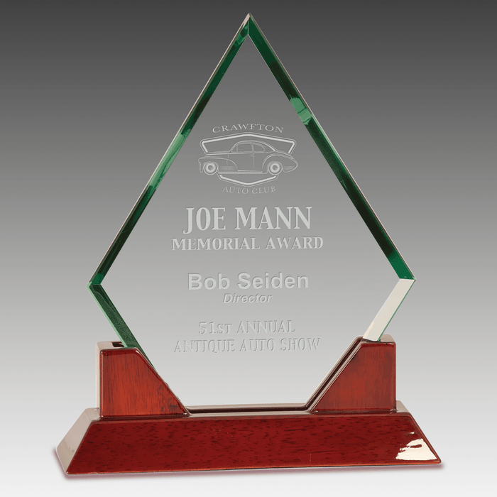 9.5" Jade Diamond Glass with Rosewood Piano Finish Base