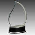 7.75" Jade Flame Glass w/Silver and Black Piano Finish Base